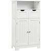 GIANTEX Armadietto Bagno da Terra, Mobiletto Autoportante, con Doppio Ante Legno, Cassetti Rimovibili e Ripiani Regolabili, 30x60x109 cm (Bianco)