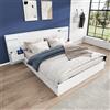 Wyibwy Struttura letto 160x200 con rete a doghe e 2 comodini, letto matrimoniale in legno con porta USB e LED, orologio elettronico, materasso non incluso, bianco
