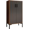 MB Muebles Bonitos, Credenza piccola Lander L17, Stile Moderno, Madia bassa multiuso con 2 ante, Colore Noce e Grigio, 60x110,5x30cm
