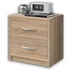 Stella Trading PEPE, Comodino da notte, effetto rovere Sonoma, linea essenziale con 2 cassetti che si abbina facilmente a ogni camera da letto, 39 x 39 x 28 cm, L x A x P