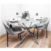 Leone Living Set 2 sedie Lisa-G con Schienale Imbottito in Tessuto Grigio, Gambe in Metallo Nero