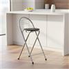 GOKHOMX Sgabello Da Bar Alto Pieghevole con Poggiapiedi - Portatile e Salvaspazio, Nessun Montaggio Richiesto. Per Cucina, Casa, Interni, Bistrot, Eventi. Altezza 61 cm, Nero, 1 Pezzo.