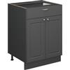 Vicco Mobiletto base per cucina Fame-Line, Antracite-oro rustico, 60 cm con cassetto, senza piano di lavoro, per la combinazione con altri moduli della serie Fame-Line