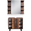 Vicco Set mobili bagno Fynn, Rovere rustico, 60 cm, composto da specchio da bagno e mobile sottolavabo