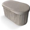 Norbe | Pouf Panca Contenitore Pieghevole in Velluto - Sgabello Ottomana Salvaspazio con Doppio Scomparto, Seduta Imbottita, Montaggio in 4 Passi | 80x40x40 cm | Tortora Timidy