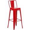 CLP Sgabello da Bar con Schienale in Stile Industriale Mason, con Schienale e Poggiapiedi, Sgabello da Bar con Schienale, Colore:Rosso