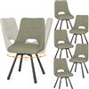WAFTING Set di 6 Sedie Sala da Pranzo Girevoli, Rotazione 360°, Seduta Larga 48 cm, Sedie da Cucina Imbottite con Schienale Traforato, per Sala da Pranzo, Cucina e Reception, Grigio Verde