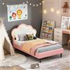 SAOOZBE Lettino imbottito per bambini, 90 x 200 cm, letto da principessa, con testa a LED e testiera regolabile in nuvole, letto singolo, letto per ragazzi con rete a doghe (rosa A, 90 x 200 cm)