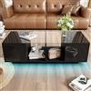 SACOOL Tavolino da salotto 120 x 50 x 38,5 cm, nero moderno con illuminazione a LED, tavolo lucido