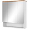 Vicco Specchio contenitore bagno Eden, Bianco lucido, 70 x 77.5 cm con 3 porte, per montaggio a parete con suddivisione interna variabile