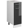 Vicco Mobiletto base per cucina R-Line, Antracite lucido, 30 cm | 1 Cassetto · Senza piano di lavoro · Piedini regolabili in altezza · 1 Anta · ✓ Liberamente combinabile