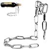 Zuasdvnk Portabottiglie di vino, design a catena, in metallo, supporto per vino e presentazione, montaggio a parete