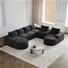 Dolamaní Divano angolare modulare, Pure Foam, senza installazione, per salotto, 5-6 posti, con elementi curvi e poltrona reclinabile, ciniglia (Nero B)