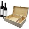 PALUPLUS Scatola Porta Bottiglie di Vino in Legno, Misura 35x19x10,5 cm, Cassetta proteggi bottiglia con Coperchio e chiusura di sicurezza, Idea regalo per feste, eventi -1771C (2 Bottiglie)