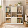 Soayone Libreria per Bambini e Ragazzi Scaffale porta Giocattoli con 2 Cassetti in Tessuto Mobile porta Libri Multiuso per Cameretta e Soggiorno Struttura Stabile 97.5 x 30 x 100 cm Bianco