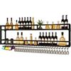 JOSIAHCQ Porta Bottiglie di Vino Portabottiglie con Porta Calici da Parete e Luce LED Cantinetta Vino Porta Vini Arredo Casa Angolo Bar Mobile Bar per Casa Cucina Sala da Pranzo Bar(Black,100cm)