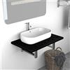 JHQHSM Ripiano da Bagno in Legno Multistrato e Metallo Nero 60x40x16,3 cm, Mensola da Parete Resistente per Asciugamani e Accessori, Scaffale Stabile con Staffa Inclusa, Soluzione