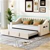 KAZZIO Divano letto imbottito 90/180x190 cm, braccioli larghi e spessi con porta USB, ripiano nei braccioli, tasche e rete a doghe, tessuto di velluto