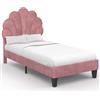 IDMarket - Letto singolo a conchiglia AMANDA 90 x 190 cm con base in velluto rosa cipria