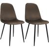 CLP Set di 2 sedie da Pranzo Imbottite Maryam, Sedia da Cucina con Schienale e Struttura in Metallo Nero, Supporta Fino a 150 kg, Colore:Marrone, Materiale:Velluto
