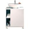 briebe Mobile bagno sotto lavabo piedistallo armadio ausiliario per lavandini con o senza piedistallo 64 x 59 x 45 cm, 1 porta, spazio di archiviazione 6 ripiani, essenza (bianco lucido)