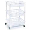 Acan Tradineur - Carrello per verdure, modello PLFT in plastica a 3 livelli e ruote, cestini impilabili portaoggetti, frutta, verdura, bianco - 61,5 x 40 x 30 cm