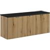 Lomadox Mobile doppio lavabo da bagno, 140 cm, in rovere e nero, profondità ridotta (40 cm)