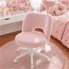 Klyvvo Sedia Scrivania con Ruote, Sedia Trucco con Traspirante Teddy, Regolabile in Altezza, Adatto per Ufficio, Camera, Come Regalo per la Famiglia, 150kg, Rosa