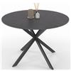 IDMarket - JASPE Tavolo da pranzo rotondo per 6 persone con piano effetto cemento e gamba a ragno grigio antracite 110 cm