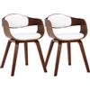 CLP Set 2 sedie Kingston ergonomiche, schienale imbottito, similpelle e legno, portata max 150 kg, Colore:noce/bianco