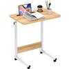 PIPIPOXER Scrivania per Computer, 60x40cm Tavolino Rotante Con Freno, Slot per PC per Tablet Cellulare, Slot per Tazza, Scrivania Mobile Regolabile in Altezza 69-90cm per PC per Tablet Cellulare,Legno