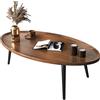 Generic Tavolino da salotto moderno di metà secolo per soggiorno, tavolino ovale piccolo, tavolino da caffè minimalista color noce, 80 x 55 x 37 cm