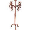 Biscottini candelabro Antico in Ferro battuto 48x48x95 cm, Candelabro da Terra Finitura Rossa Anticata, Candeliere Shabby per Interni ed Esterni, Accessori Vintage casa arredo