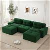 Bladez Divano modulare a 3 posti, divano ad angolo a forma di U, con ottomano, senza montaggio, seduta profonda Boneless, divano a compressione combinabile, per soggiorno (verde, 3 posti+2)