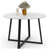 IDMarket - Tavolo da pranzo rotondo SELMA 4-6 persone ALASKA piano effetto marmo bianco e nero 110 cm