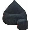Slevobox Pouf Poltrona Sacco con Poggiapiedi Nero 80x80x110 cm - Poltrona Pouf Sacco - Morbido e Confortevole - Bean Bag per Adulti e Bambini - Fodera Lavabile - Mobili per Soggiorno