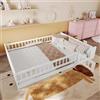 Trdlpyn Letto Matrimoniale 140 x 200 cm, con Contenitore Aperto e Ripiani, Montessori Letto a Terra per Bambini con Rete a doghe, Struttura letto in Legno Massiccio, letto Piazza e Mezza per Bambini