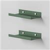 Steelnovo | Caronte, Coppia di Mensole Portafoto in Metallo Verniciato, 2 Mensole da Parete Portaoggetti, 20x3x10 cm, Colore Verde, Design Minimal e Moderno, Scaffale da Muro, Made in Italy
