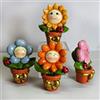 Ingrosso e Risparmio 12 Mini Statuette a Forma di Fiori in Vaso in Resina Colorata, Assortiti in 4 Modelli, pensierini per Nascita, Primo Compleanno (Senza Confezionamento)