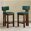chairus Set di 2 Sgabelli da Cucina in Velluto Sgabello da Bar con Gambe in Legno Sedie Alte Senza Braccioli Sgabelli Rustiche per Sala da Pranzo/Ristorante/Bar