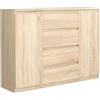 MebLocker Cassettiera con 4 Cassetti e 2 Ante - Settimino 140x102x40 cm - Cassettiera Salvaspazio per la Camera da Letto e Soggiorno - Armadio con Cassetti dal Design Moderno - Rovere Sonoma