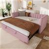 Rvjiahe Divano letto 90 x 200 cm (180 x 200 cm) con letto ospite, Letto estraibile stessa altezza, Letto allungabile per letto matrimoniale, Velluto, senza materasso (Rosa, 90cm×200cm)