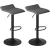 WOLTU Sgabelli da Cucina Set di 2, Sgabelli da Bar, Altezza Regolabile, Girevoli a 360°, PU, Struttura in Metallo, Soggiorno, Bar, Caffè, Grigio+Nero