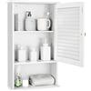LIFEZEAL Pensile Bagno, in Legno, Mobiletto Bagno Salvaspazio, 42x17x70 cm, Pensile con Ante a Persiana e Mensola Aperta, Armadietto Sospeso con Ripiano Regolabile, Mobile da Muro per Cucina (bianco)