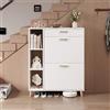Ztexkee Scarpiera Salvaspazio Slim ingresso Scaffali portascarpe con 1 cassetto e 3 scomparti Scarpiera a 2 ante con 4 gambe in legno massello Può contenere 12-16 paia di scarpe 80x24x101cm Bianco