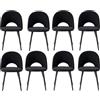 GrandCA HOME Set di 8 Sedie da Pranzo, Moderne Sedie da Cucina Imbottite con Gambe in Metallo, Adatte a Sale da Pranzo, Soggiorni e Camere da Letto - Nero