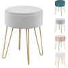 HOMASIS Sgabello per Toeletta Trucco, Pouf Velluto, Poggiapiedi da Divano, Gambe Dorate in Metallo, Sgabello Moderno, 34 x 46 cm (D x A) (Grigio)