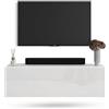 Planetmöbel Mobile TV West, porta TV lungo 100 cm, mobiletto TV sospeso o da appoggio, mobile TV per soggiorno, mobile porta TV 37,8 x 100 x 30 cm, bianco