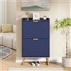 UEV Scarpiera, Scarpiera Inclinabile, con 2 Scomparti, Soffitto con Recinzione, Ripiano Regolabile a 2 Posizioni, Ripiani Rimovibili, Motivo a Linee, 50x24x103,5 cm, Blu