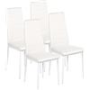 GOKHOMX Set 4 Sedie Sala da Pranzo Sedie Cucina Bianche con Schienale Alto Sedie Soggiorno Per Arredo Sala da Pranzo,Cucina e Ufficio,Gambe in Metallo,Bianche